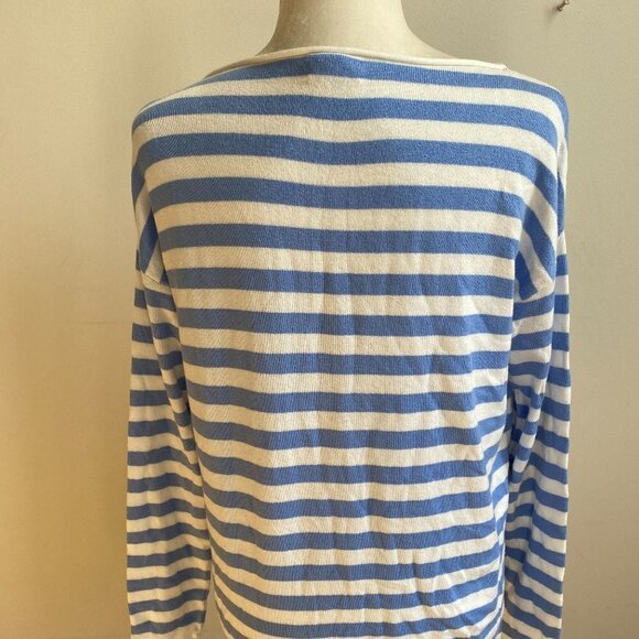 CASLON BNWT Sweater Blue White Striped Sz XSmall Rolled Boat Neck - Picture 4 of 7